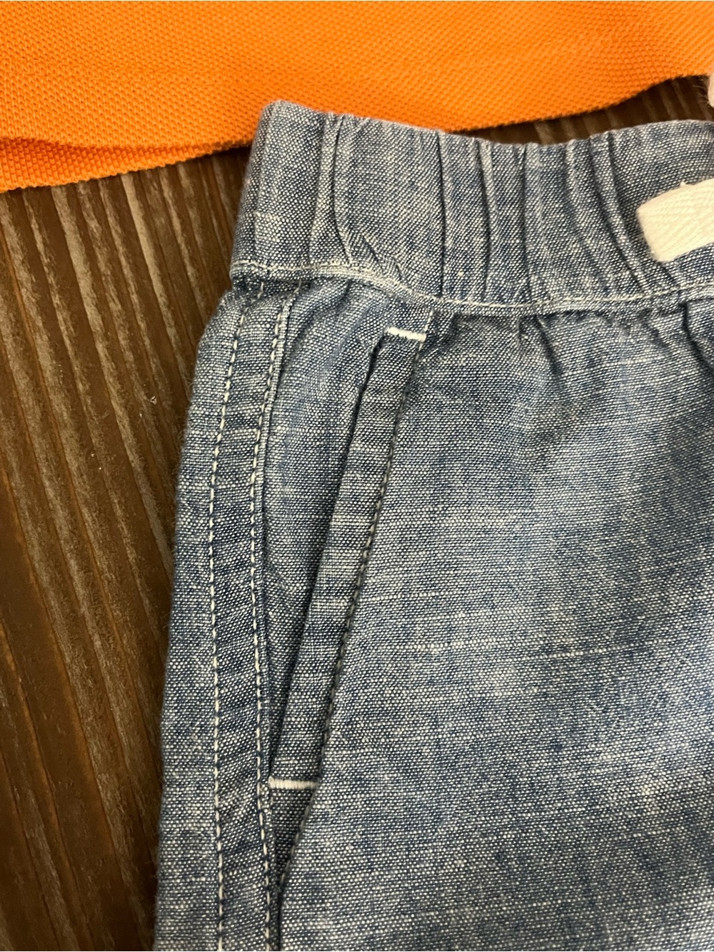 Ralph Lauren 2-pc Orange Pique Polo Shirt Chambray Shorts Set Size 6 Months - Picture 8 of 10